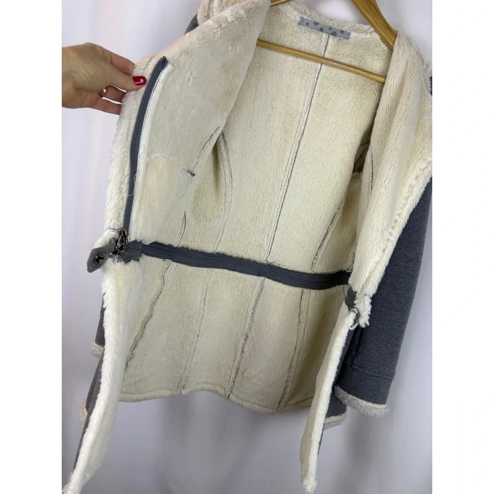 Athleta Womens Grey Convertible Faux Fur Lined 2-in-1 Jacket Coat Small - Picture 4 of 9